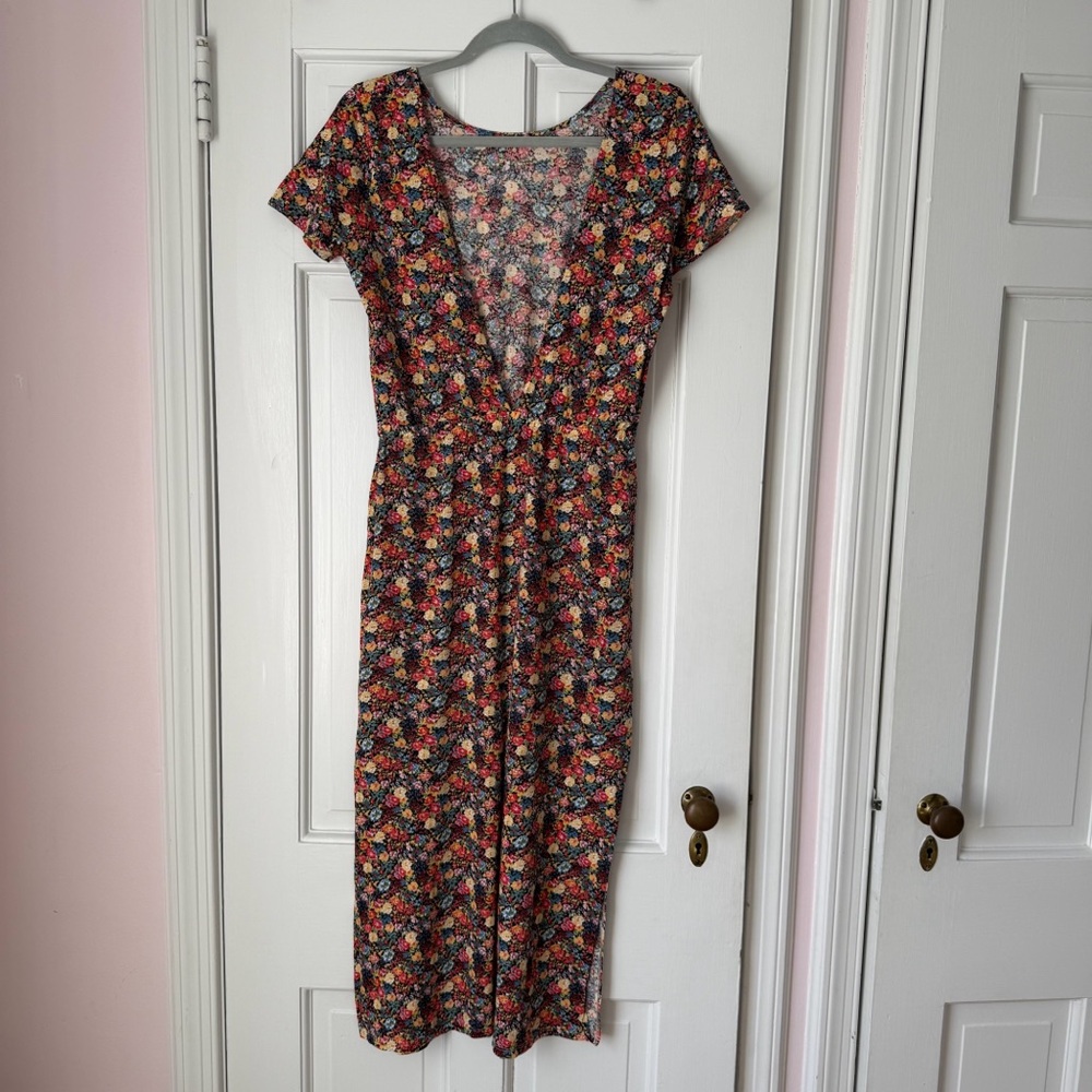 Sezane Luce Short Sleeve Cotton Floral Open Back Midi Dress Size Medium - Picture 2 of 10